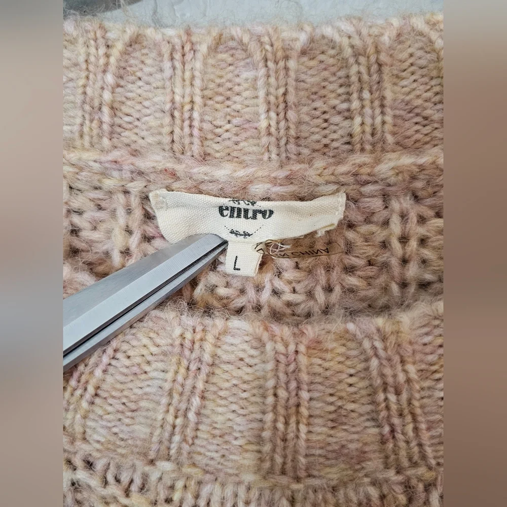 Entro Cable Knit Soft & Stretchy Crewneck Sweater Pinkish/Tan Womens Large - Picture 3 of 7